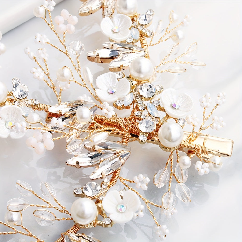 Faux Pearl Rhinestone Hairpin Side Clip