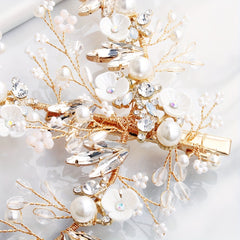 Faux Pearl Rhinestone Hairpin Side Clip