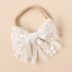 Summer Baby Bow Headband Lace Embroidery & Knotted