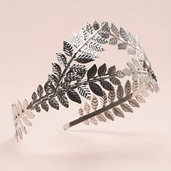 Bride Silvery Leaf Headband Vintage Hair Accessories