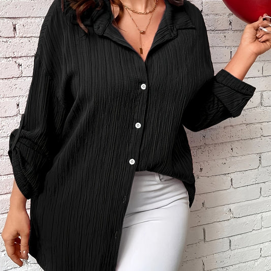 Women's Solid Button Up Blouse