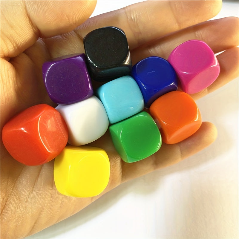 10 Acrylic 16mm Multicolored Blank Dice Teaching Props Game Boards Math Tools
