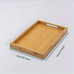 Bamboo Serving Tray With Handles Wooden Fruit Storage Trays