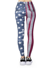 Sexy Flag Jean Print Leggings High Waist Slim Leggings