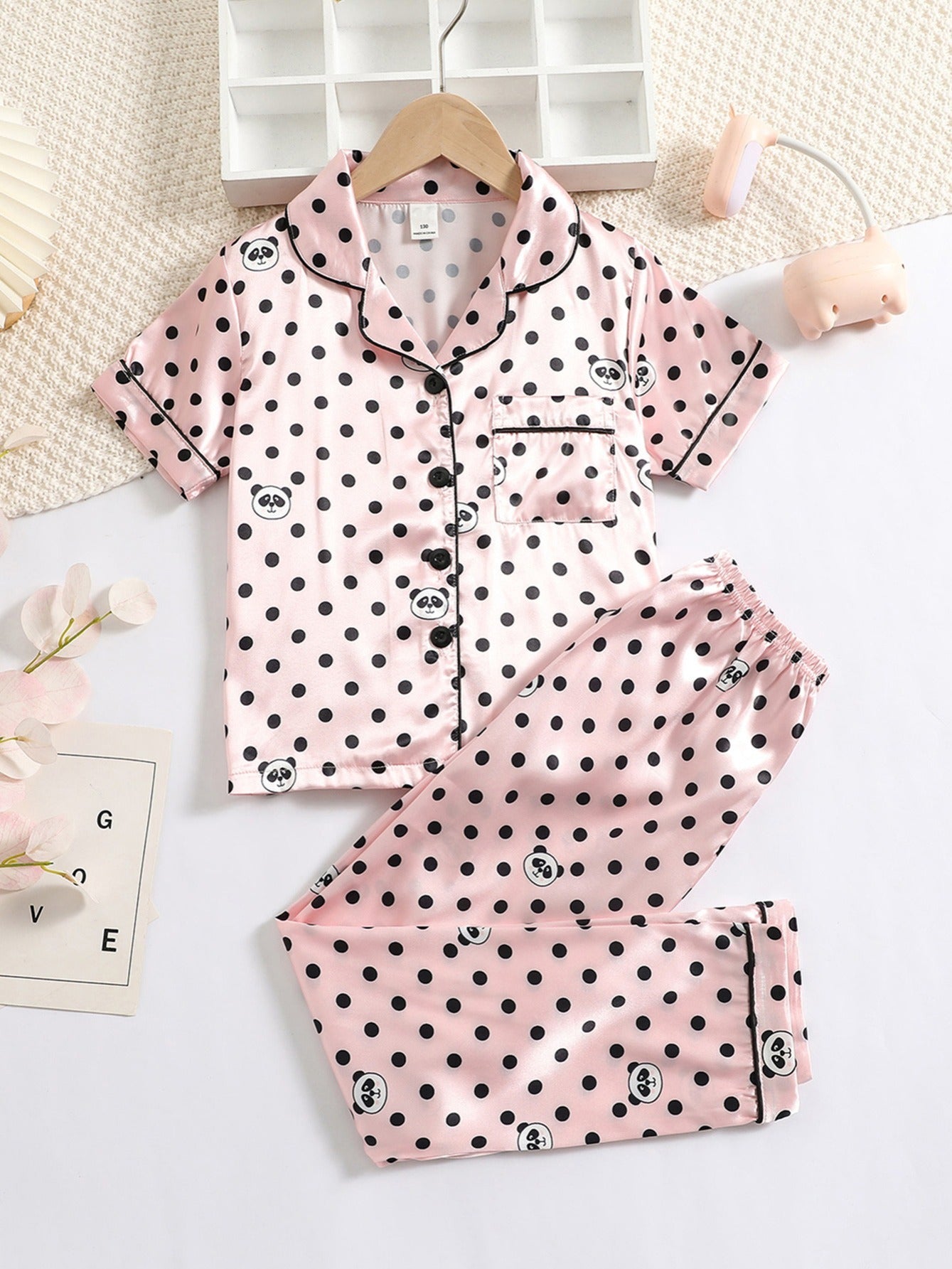 Girls Panda Print Pajama Set