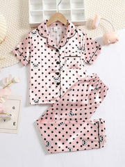 Girls Panda Print Pajama Set
