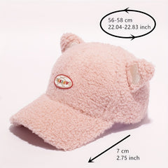 Cat Ears Plush Baseball Cap Lightweight Coldproof Warm Sun Hat
