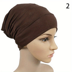 Solid Inner Cap Turban Elastic Head Wrap Underscarf Hijab Hat