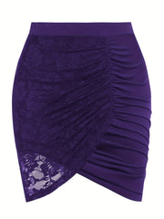 Floral Lace Bodycon Skirt Ruched Bag Hip Women's Clothing