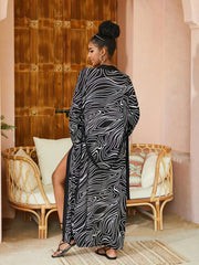 Fluid Print Cover Up Shirt Boho Style Beachwear