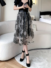 Mesh Knotted A Line Skirts for Women