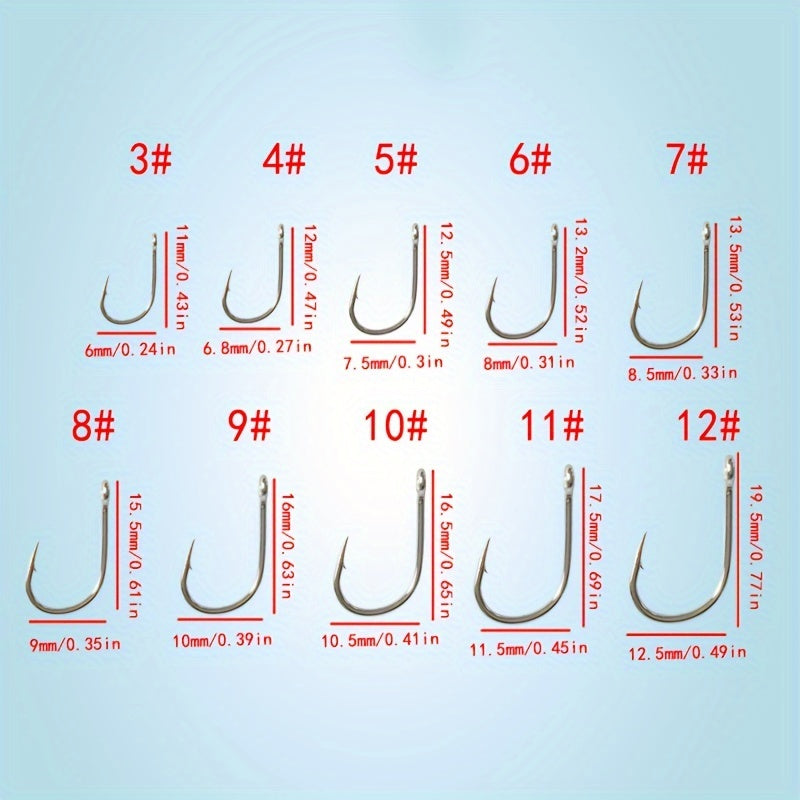 100pcs Carp Fishing Hooks Carbon Steel Storage Box Barbed Secure Hooksets