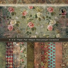 24pcs Scrapbook Paper 6x6 Inch Retro Flowers Pattern Single Sided Paper Pad