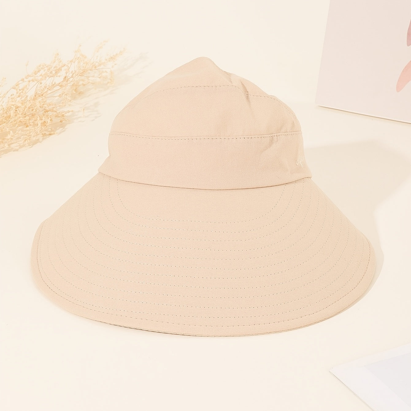 Beige Reversible Visor Hat UV Protection Sunscreen Travel Beach Hat