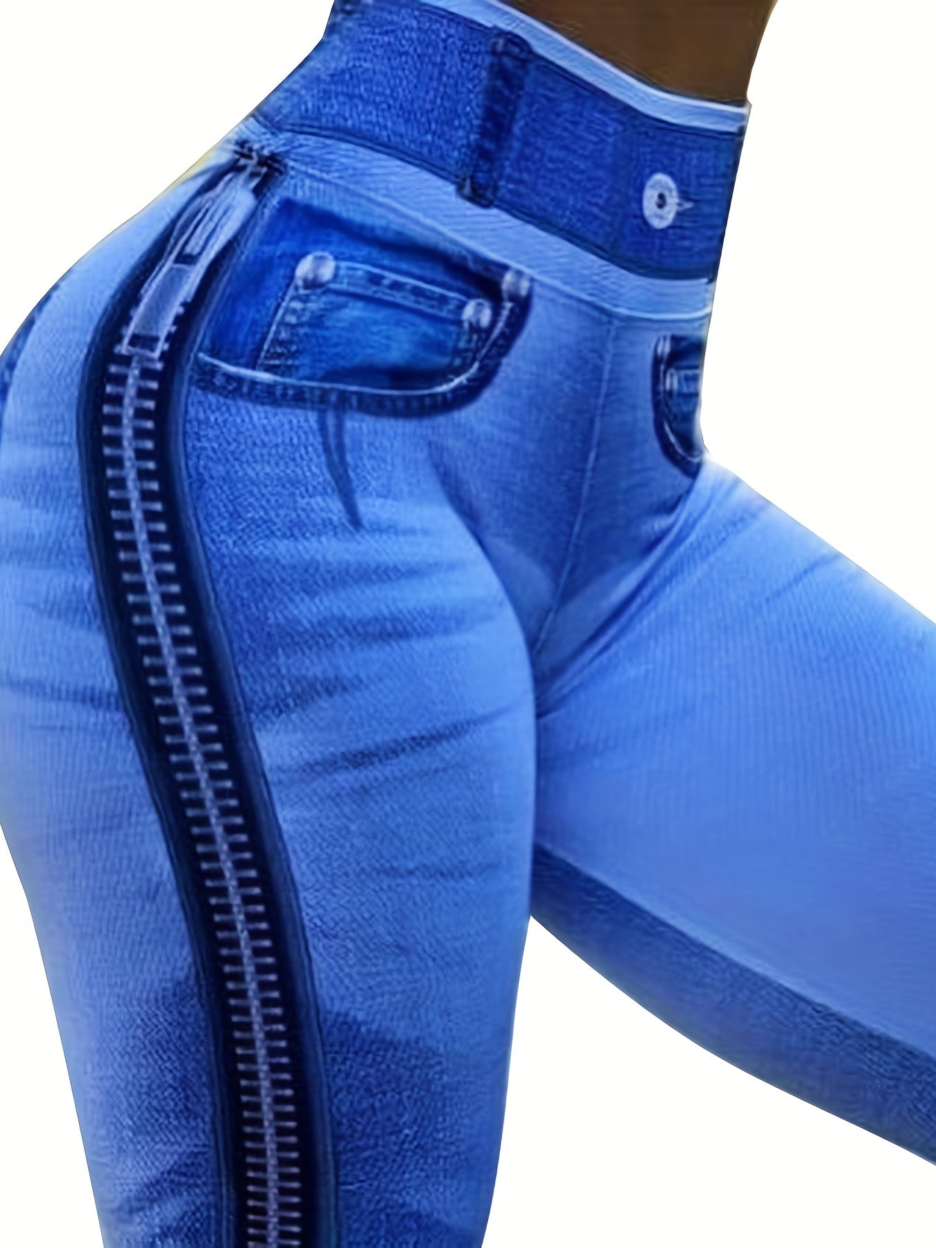 Denim Print Lifting Leggings Casual Sporty Skinny Leggings