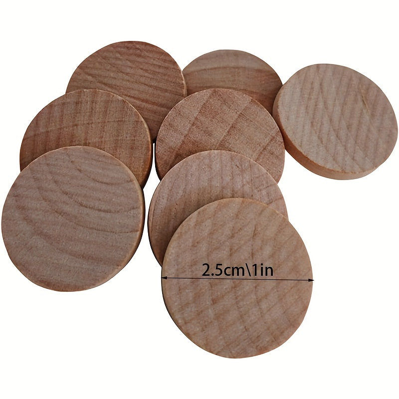 120pcs 2.54cm Natural Wood Slices Round Coins for DIY Arts & Crafts