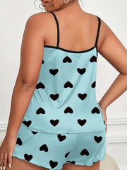 Heart Print Cami Top & Shorts Home Wear Set