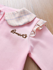 Girls' Plaid Button Crew Neck Sweatshirt for Casual Outfit
