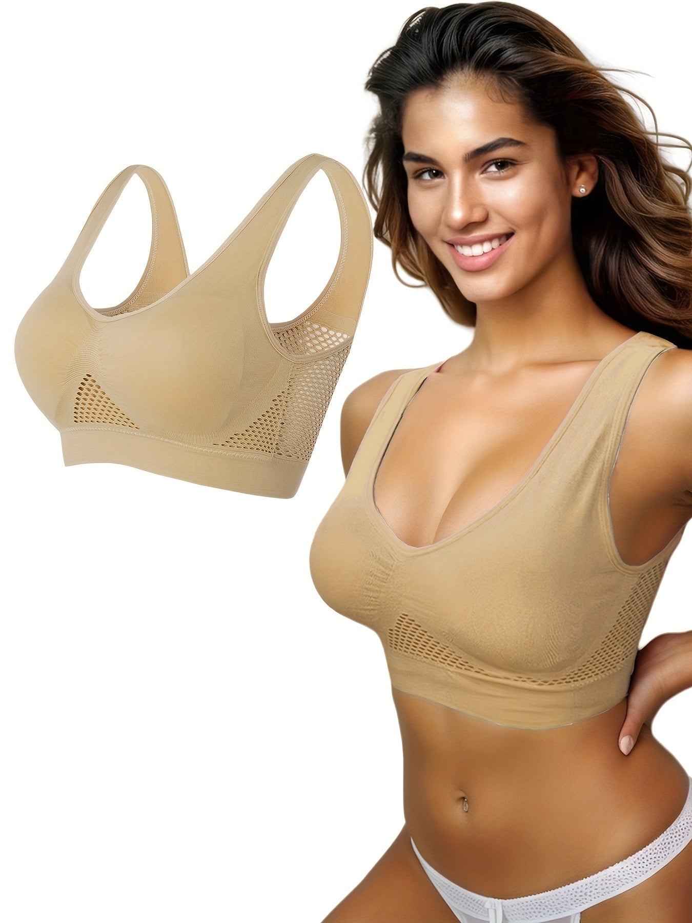 Women's V Neck Sports Bra High Strength Shockproof Yoga Tank Top Vest