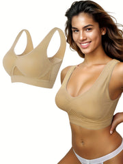 Women's V Neck Sports Bra High Strength Shockproof Yoga Tank Top Vest