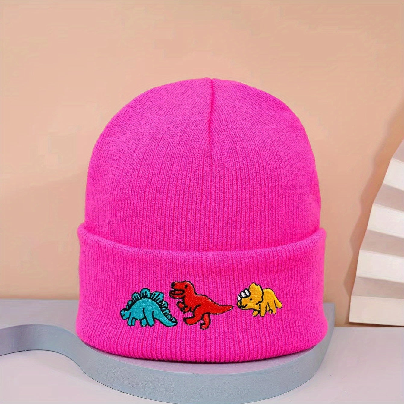 Kids' Windproof Dino Beanie Hat with Ear Protection