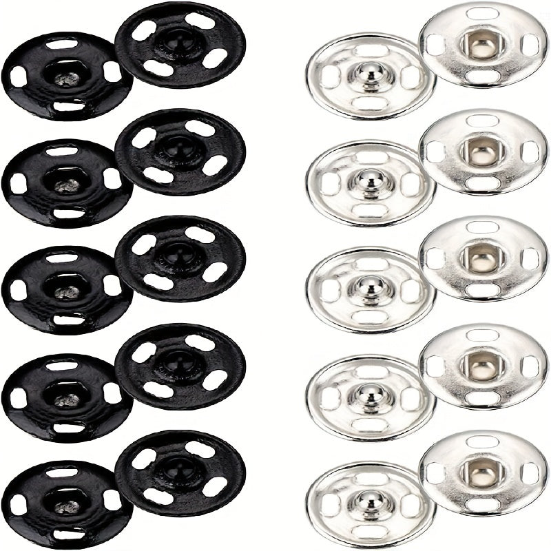 80pcs Silvery Sew on Snap Buttons 0.99cm Metal Fastener Buttons Press Button