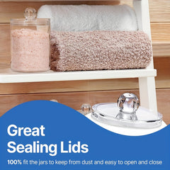 Clear Plastic Swab Holders with Lid Dust-Proof Jars for Vanity Dresser
