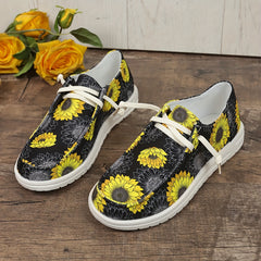 Women's Sunflower Skate Shoes Flat Canvas Lace-up Sneakers