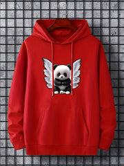 Panda & Wings Print Hoodie For Men Casual Hooded Long Sleeve Top Gift