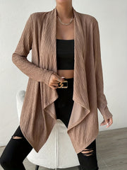 Solid Long Sleeve Open Front Cardigan