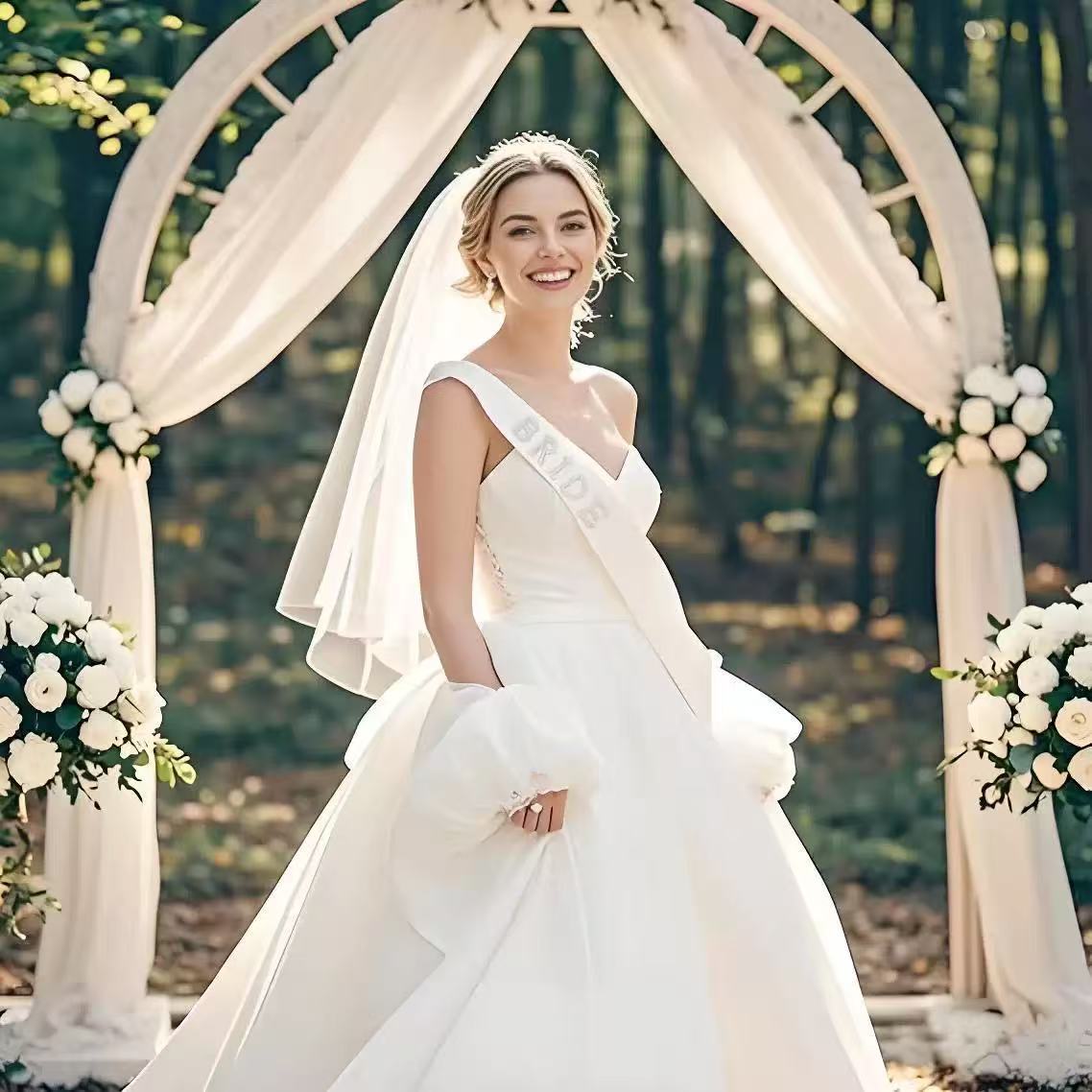 Bride to Be Bridal Veil Shoulder Straps Wedding Accessories 2pcs