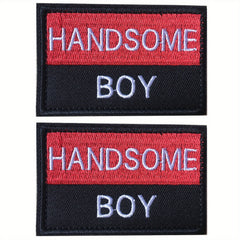 J CARP 2Pcs Dog Slogan Patches Embroidered Fastener Hook L