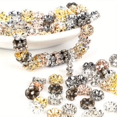 50Pcs Crystal Rhinestone Rondelle Spacer Beads for Jewelry Making