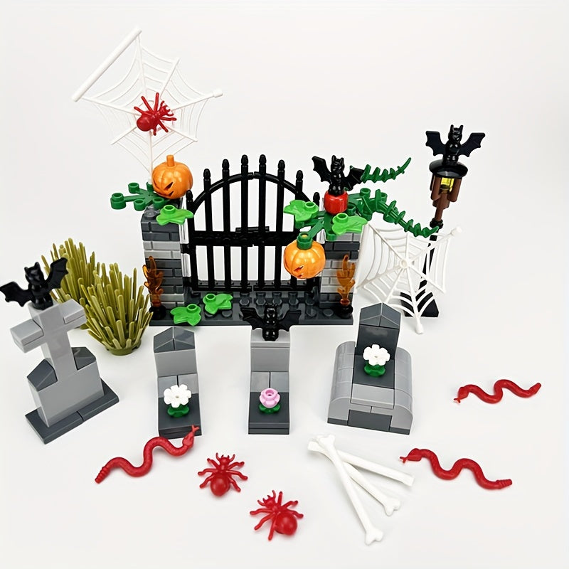 Halloween Building Blocks Tomb Bat Spider Pumpkin Tree Compatible Toy