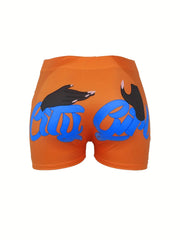 City Girl Print Skinny Shorts Yoga Casual Summer Shorts Women's Clothing