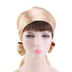 Soft Lace Up Satin Turban Cap Floral Head Wraps Women Ramadan Beanie Bonnet