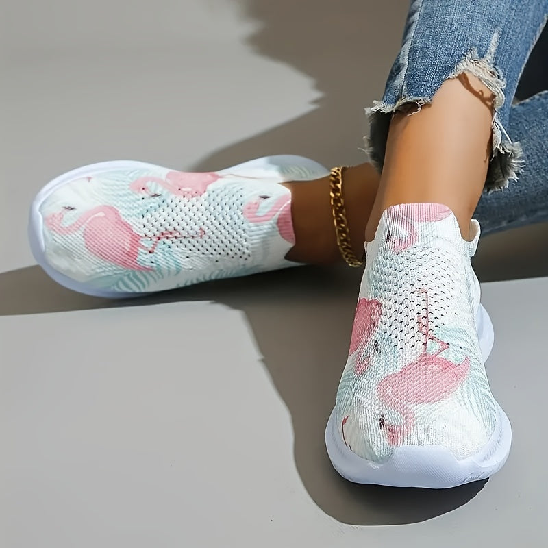Women's Flamingo Print Tennis Sports Shoes Lightweight Breathable Non-slip