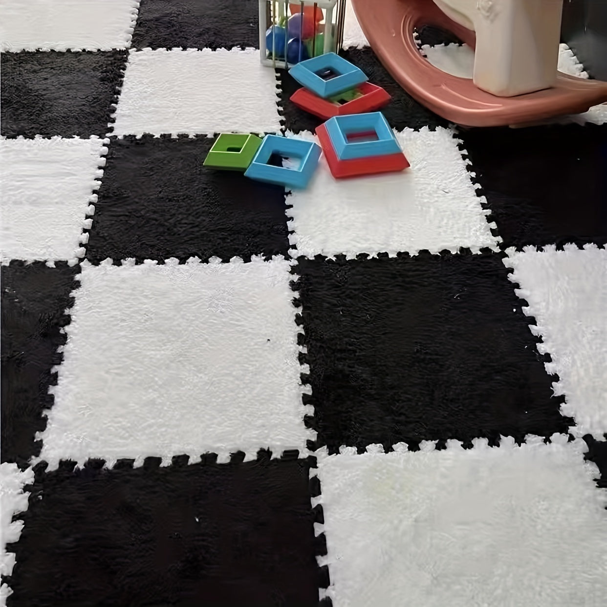 12pcs Mosaic Carpet Set Plush Mats for Bedroom Living Room Kitchen Bathroom