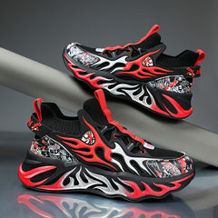 Men's Flame Basketball Shoes Comfy Non Slip Lace Up Sneakers