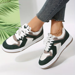 Women's Lace Up Stitching Sneakers Lightweight Shoes