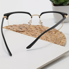 Square Clear Lens Glasses For Women Men Rivet Decor Spectacles Frame