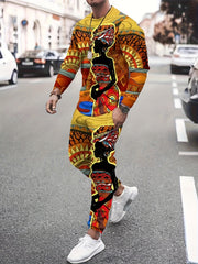 Men's 3D Print Long Sleeve T-Shirt & Joggers Set