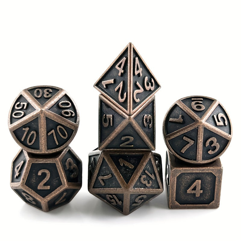 7pcs Metal Dice Polyhedron Set For Fun And Leisure