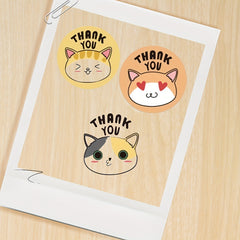 Cat Cartoon Thank You Stickers 500 Sheets 8 Patterns