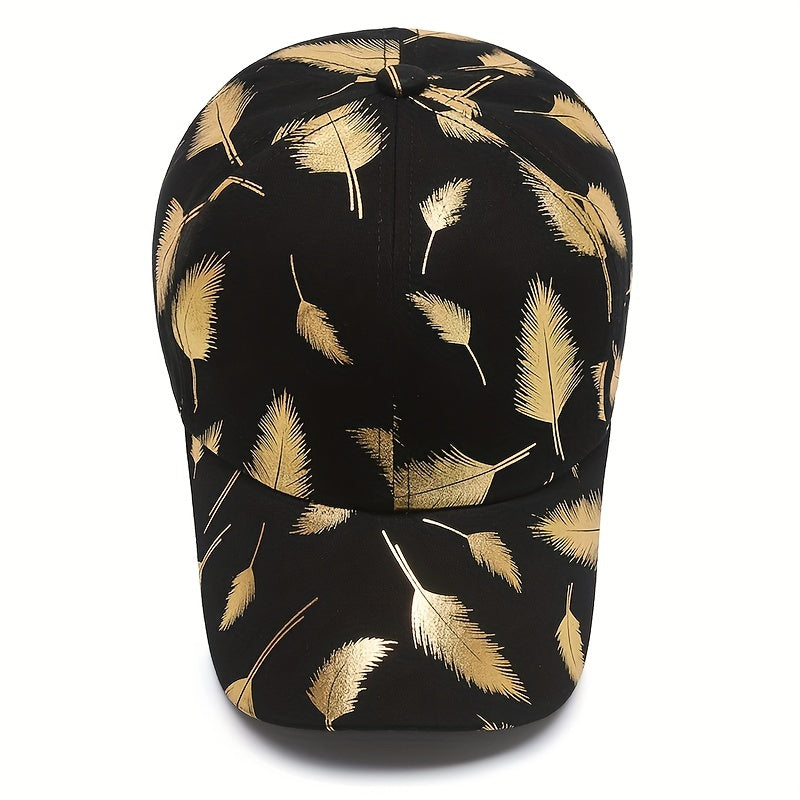 Unisex Sunshade Baseball Cap Bronzing Feather Pattern