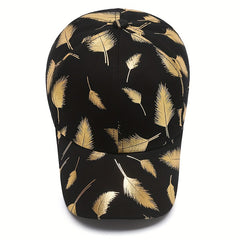 Unisex Sunshade Baseball Cap Bronzing Feather Pattern