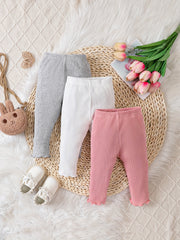 Baby Girl's Ribbed Knit Bottoming Trousers Set