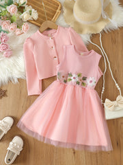 Girls Long Sleeve Jacket & Plaid Skirt Set for Party