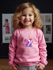 Unicorn Print Girls Crew Neck Sweatshirt Long Sleeve Kids Tops
