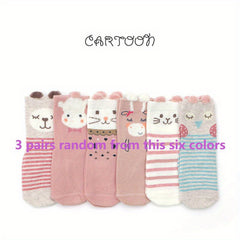 6 Pairs Kids Anti-Skid Breathable Crew Socks